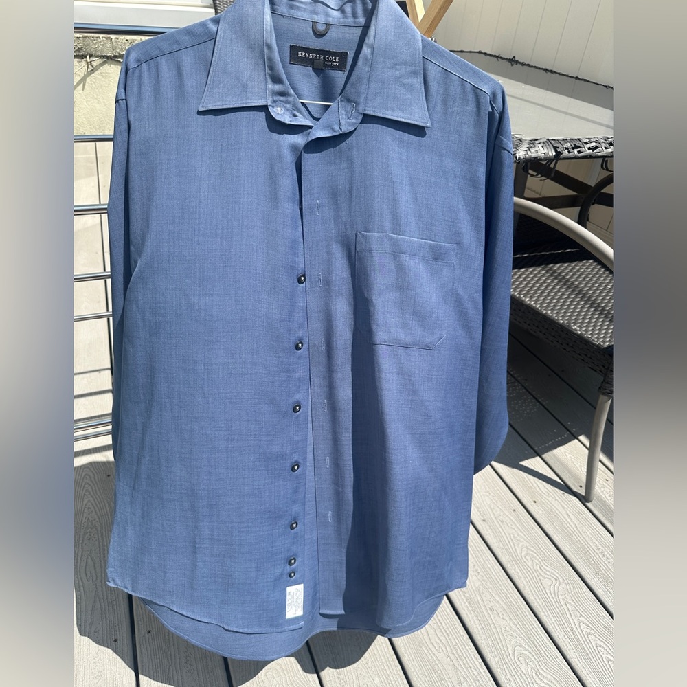 Kenneth Cole Men's Casual Navy Button Down Shirt